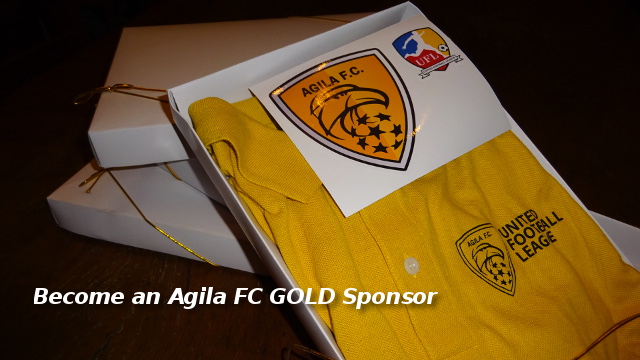 A limited-edition Agila FC Gold Sponsor polo shirt